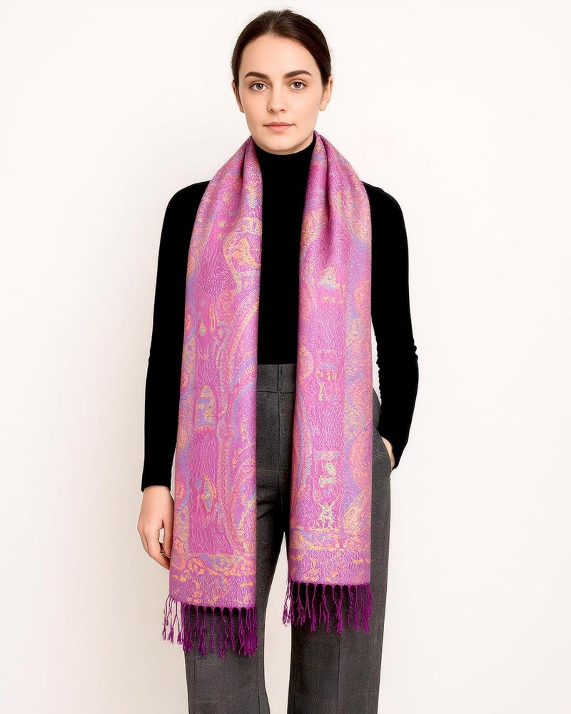 Achillea Big Paisley Pashmina Shawl Wrap for Women – Elegant Scarf for Weddings, Evening Dresses, Festivals & Daily Wear - Image 5